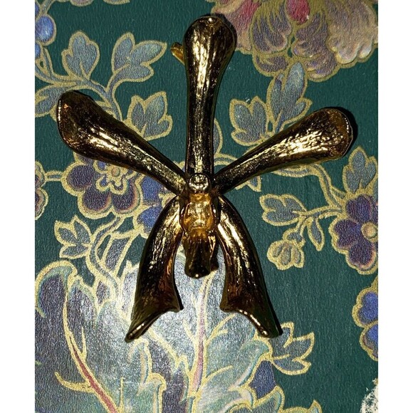 RISIS Gold Plated Orchid Brooch Or Pendant - Picture 2 of 11